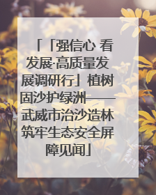 「强信心 看发展·高质量发展调研行」植树固沙护绿洲——武威市治沙造林筑牢生态安全屏障见闻