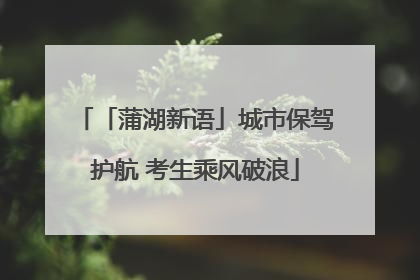 「蒲湖新语」城市保驾护航 考生乘风破浪