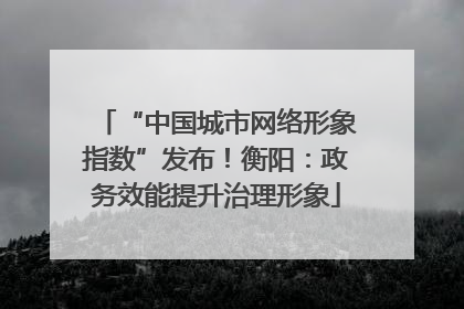 “中国城市网络形象指数”发布！衡阳：政务效能提升治理形象