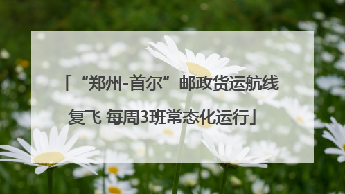 “郑州-首尔”邮政货运航线复飞 每周3班常态化运行