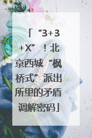 “3+3+X”！北京西城“枫桥式”派出所里的矛盾调解密码