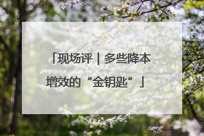 现场评｜多些降本增效的“金钥匙”