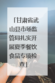 甘肃省武山县市场监管局扎实开展夏季餐饮食品专项检查