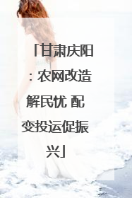 甘肃庆阳：农网改造解民忧 配变投运促振兴