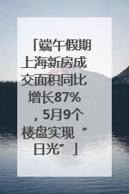 端午假期上海新房成交面积同比增长87%，5月9个楼盘实现“日光”