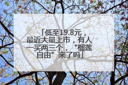 低至19.8元，最近大量上市，有人一买两三个，“榴莲自由”来了吗