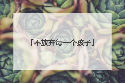 不放弃每一个孩子