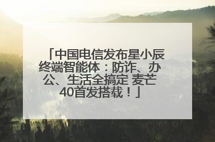 中国电信发布星小辰终端智能体：防诈、办公、生活全搞定 麦芒40首发搭载！