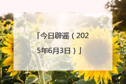 今日辟谣（2025年6月3日）