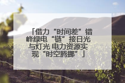 借力“时间差”错峰绿电“链”接日光与灯光 电力资源实现“时空腾挪”