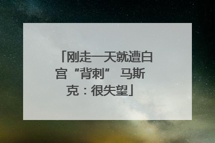 刚走一天就遭白宫“背刺” 马斯克：很失望