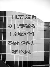 北京号最精彩｜野趣盎然！京城这个生态桥连通两大网红公园
