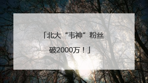 北大“韦神”粉丝破2000万！