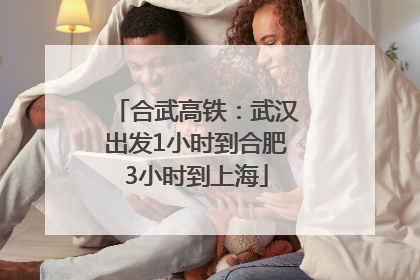 合武高铁：武汉出发1小时到合肥3小时到上海