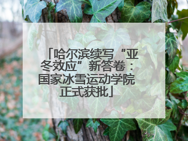 哈尔滨续写“亚冬效应”新答卷：国家冰雪运动学院正式获批