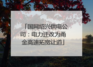 国网绍兴供电公司：电力迁改为甬金高速拓宽让道