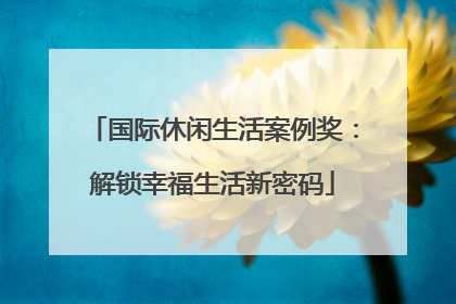 国际休闲生活案例奖：解锁幸福生活新密码