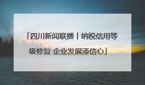 四川新闻联播丨纳税信用等级修复 企业发展添信心