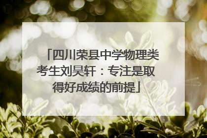 四川荣县中学物理类考生刘昊轩：专注是取得好成绩的前提