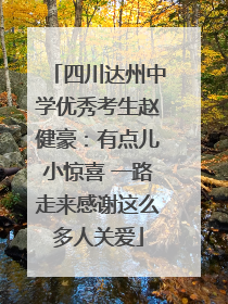 四川达州中学优秀考生赵健豪：有点儿小惊喜 一路走来感谢这么多人关爱