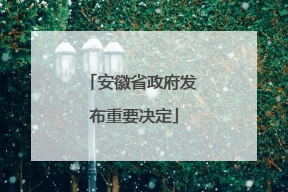 安徽省政府发布重要决定