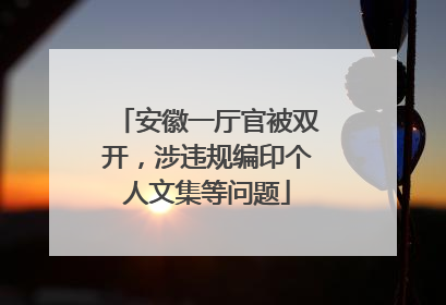 安徽一厅官被双开，涉违规编印个人文集等问题