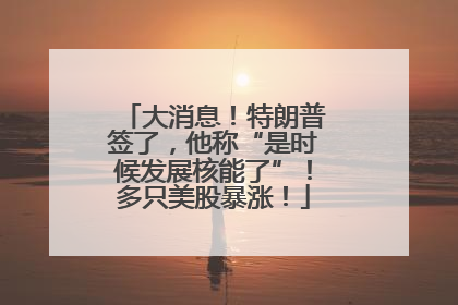 大消息！特朗普签了，他称“是时候发展核能了”！多只美股暴涨！
