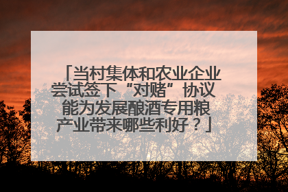 当村集体和农业企业尝试签下“对赌”协议 能为发展酿酒专用粮产业带来哪些利好？