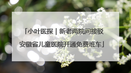 小叶医探｜新老两院间接驳 安徽省儿童医院开通免费班车