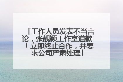 工作人员发表不当言论，张靓颖工作室道歉！立即终止合作，并要求公司严肃处理