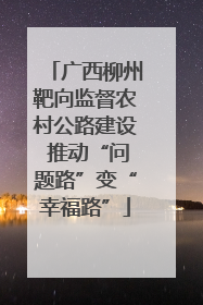 广西柳州靶向监督农村公路建设 推动“问题路”变“幸福路”
