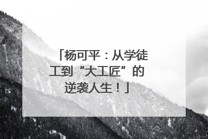 杨可平：从学徒工到“大工匠”的逆袭人生！