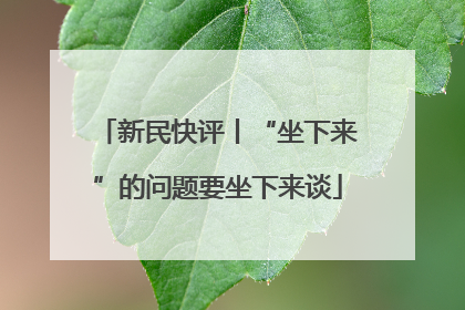 新民快评丨“坐下来”的问题要坐下来谈