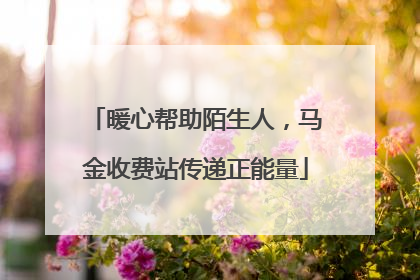 暖心帮助陌生人，马金收费站传递正能量
