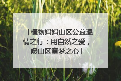 植物妈妈山区公益温情之行：用自然之爱，暖山区童梦之心