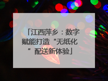 江西萍乡：数字赋能打造“无纸化”配送新体验