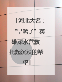 河北大名：“旱鸭子”英雄深水营救 托起沉没的希望
