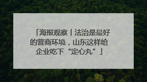 海报观察丨法治是最好的营商环境，山东这样给企业吃下“定心丸”