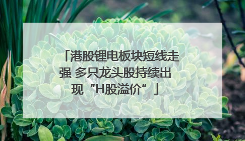 港股锂电板块短线走强 多只龙头股持续出现“H股溢价”