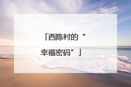 西陈村的“幸福密码”