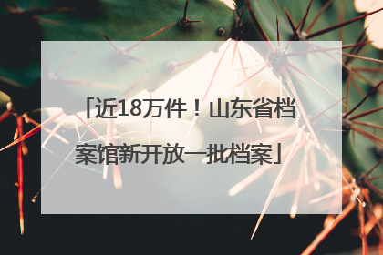 近18万件！山东省档案馆新开放一批档案