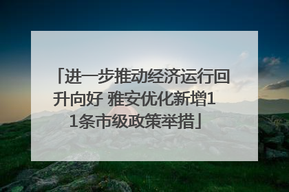 进一步推动经济运行回升向好 雅安优化新增11条市级政策举措