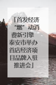 首发经济“燃”动消费新引擎 泰安市举办首店经济项目品牌入驻推进会