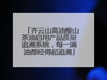 齐云山高油酸山茶油启用产品质量追溯系统，每一滴油都经得起追溯