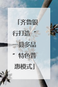 齐鲁银行打造“一县多品”特色普惠模式