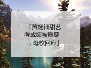 黄杨钿甜艺考成绩被质疑，母校回应