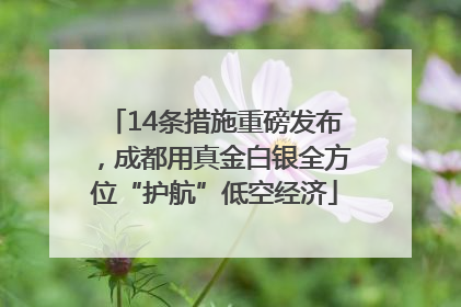 14条措施重磅发布，成都用真金白银全方位“护航”低空经济