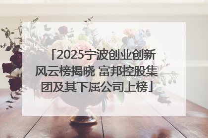 2025宁波创业创新风云榜揭晓 富邦控股集团及其下属公司上榜