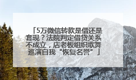 5万微信转款是借还是套现？法院判定借贷关系不成立，店老板组织歌舞巡演自我“恢复名誉”