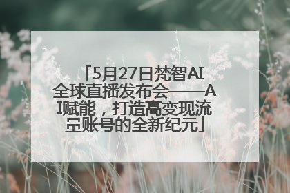 5月27日梵智AI全球直播发布会——AI赋能，打造高变现流量账号的全新纪元